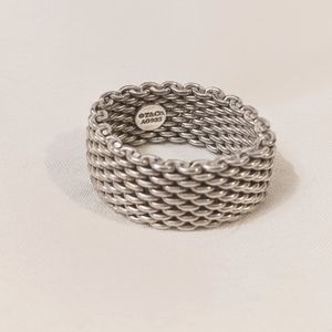 Tiffany & Co. Sterling Silver Mesh Somerset Ring Size 7